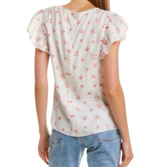 Rebecca Taylor Silk Blend Ruched Short Sleeve Top Size 2 - Picture 2 of 7